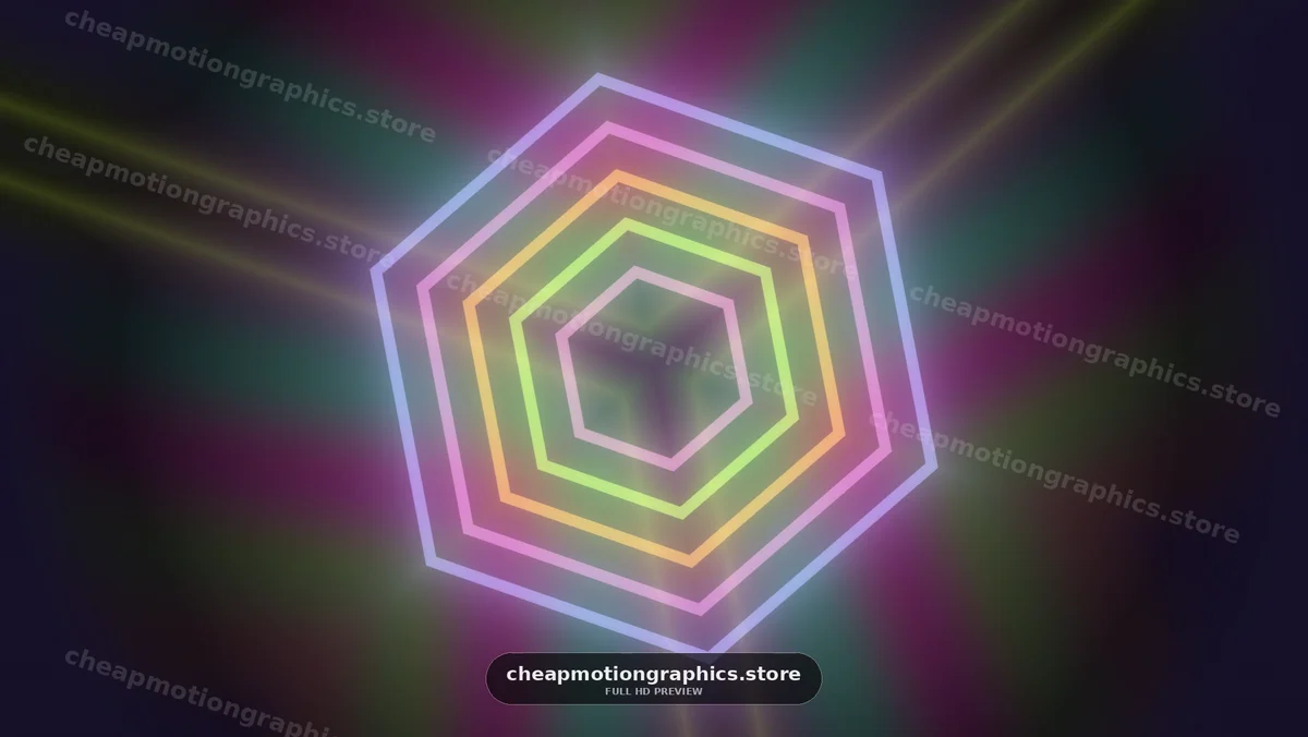 Glowing Multicolor Hexagon Tunnel