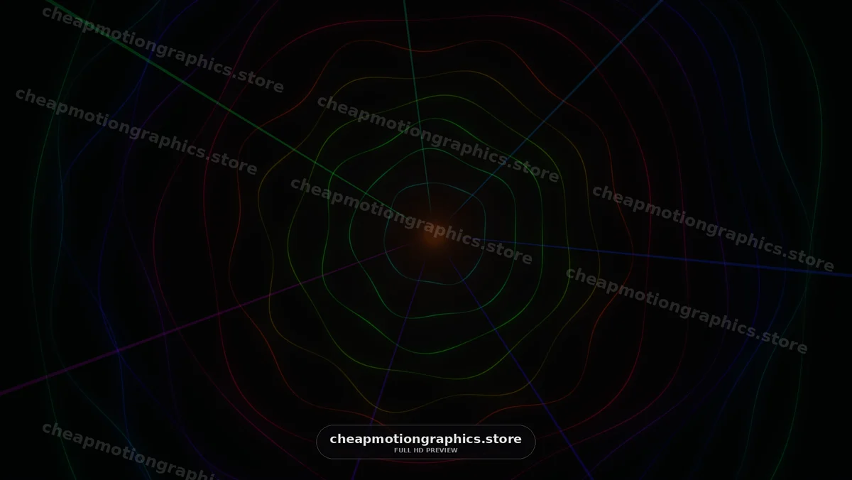 Colorful light patterns create swirling effects in dark background