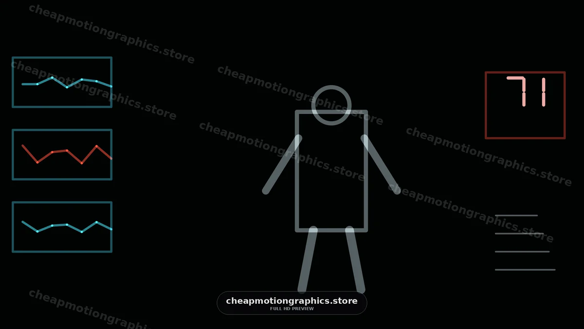 Abstract Figure Surrounded by Data Charts