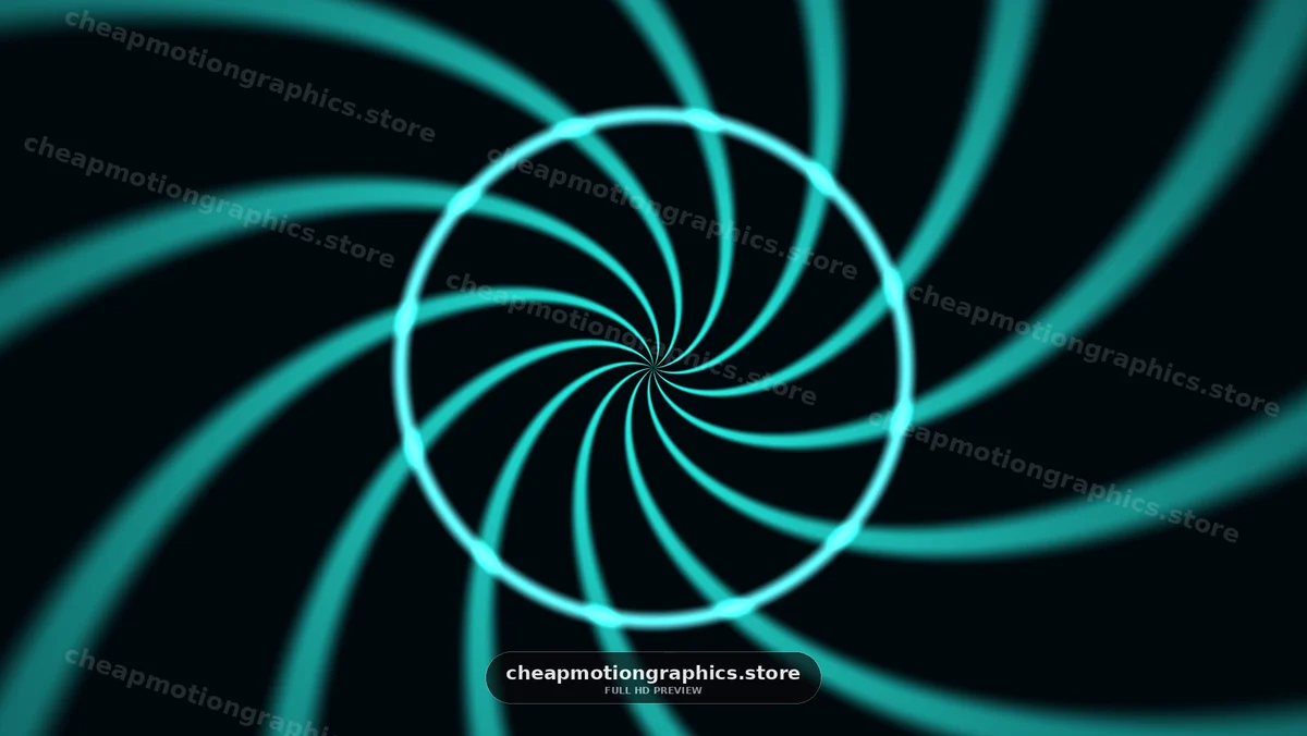 Glowing Turquoise Spiral Lines on Black