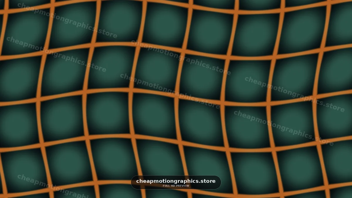 Wavy Orange Grid on Dark Green Background