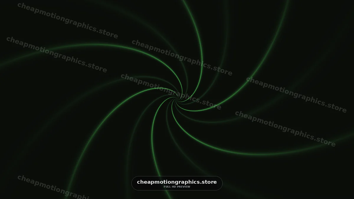 Glowing Green Curves Spiraling on Black