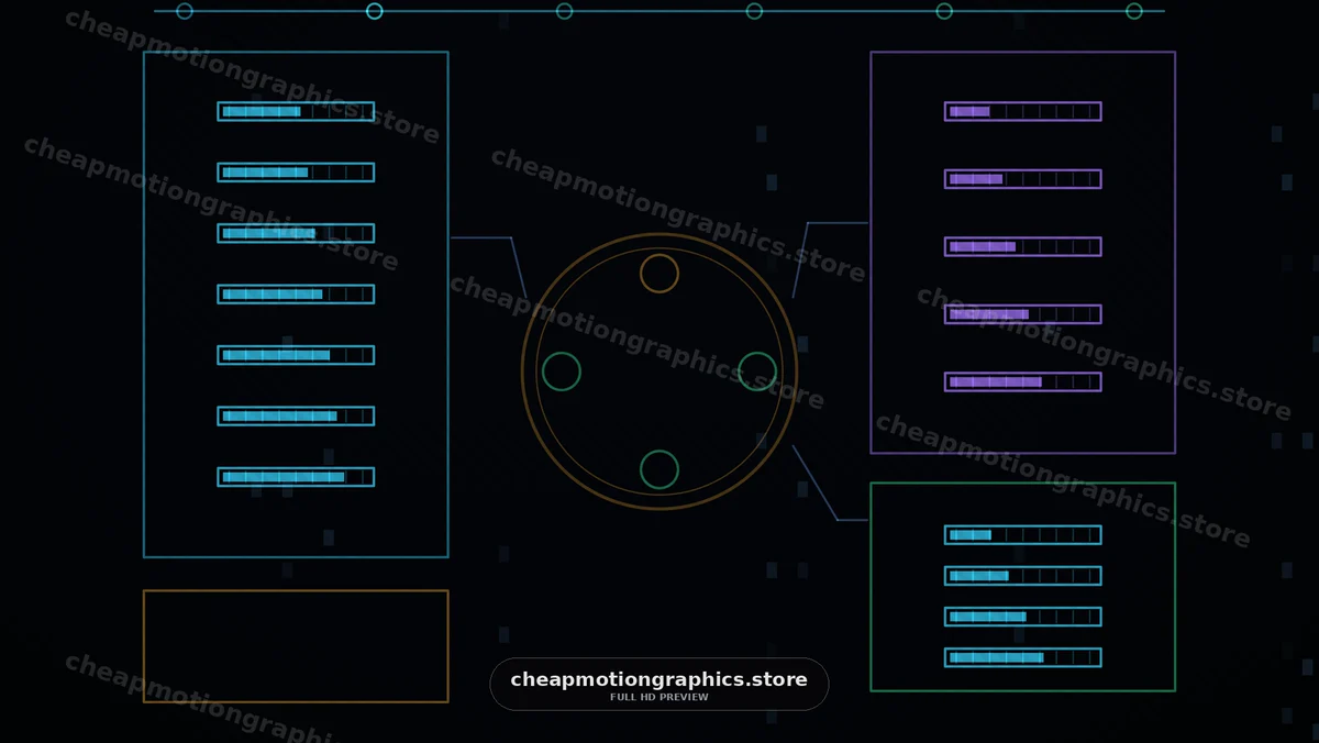 Data visualization with colorful bars and circular diagram