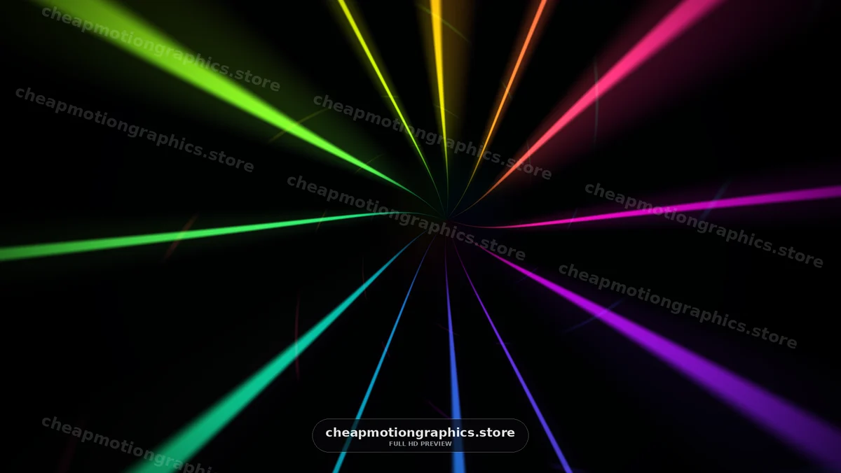 Colorful Light Beams Radiating Into Darkness