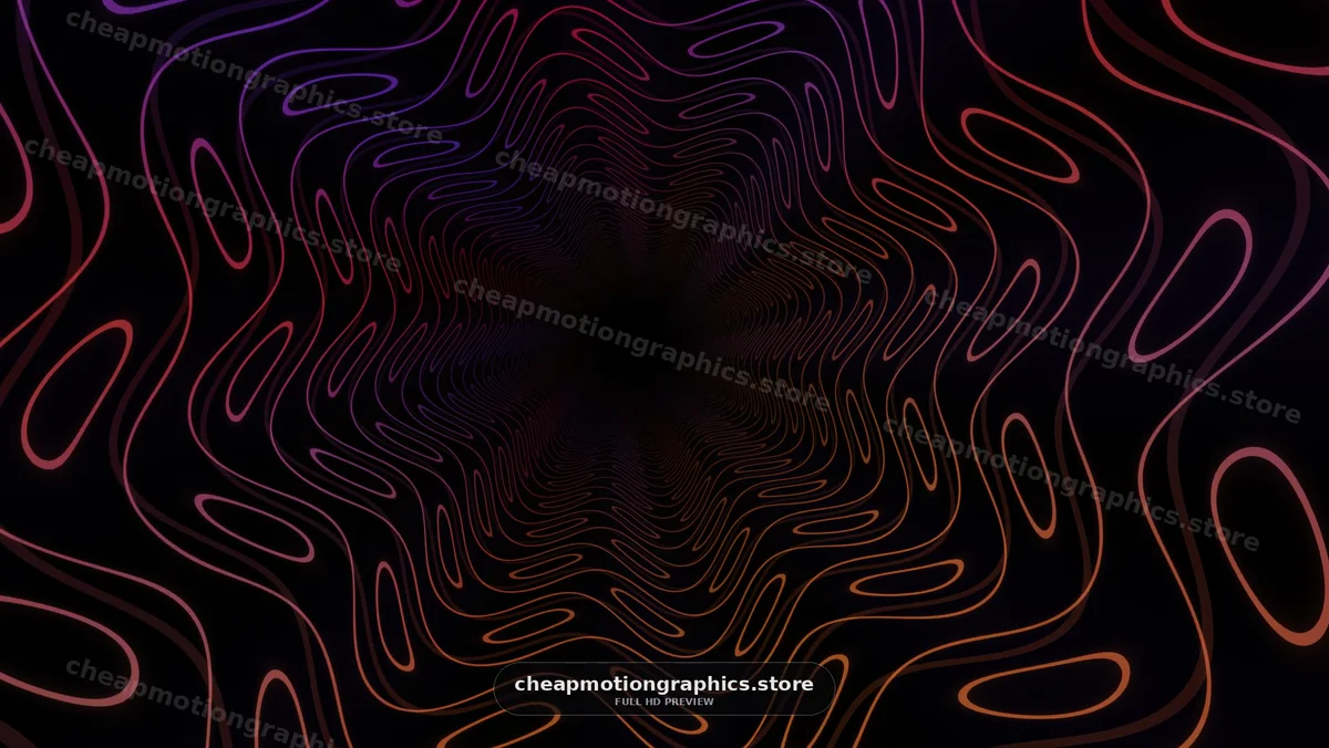 Neon contour lines forming a dark tunnel