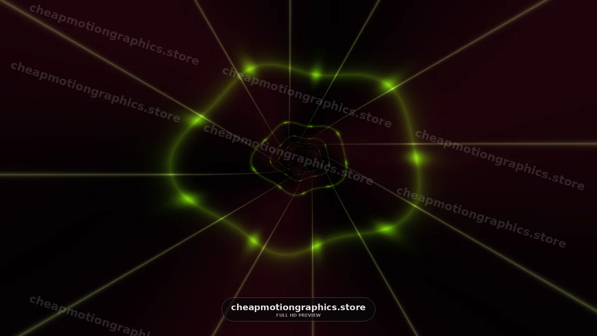 Glowing Green Geometric Tunnel on Dark Background