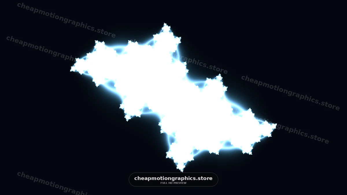 Bright glowing light shape with fractal design on dark background