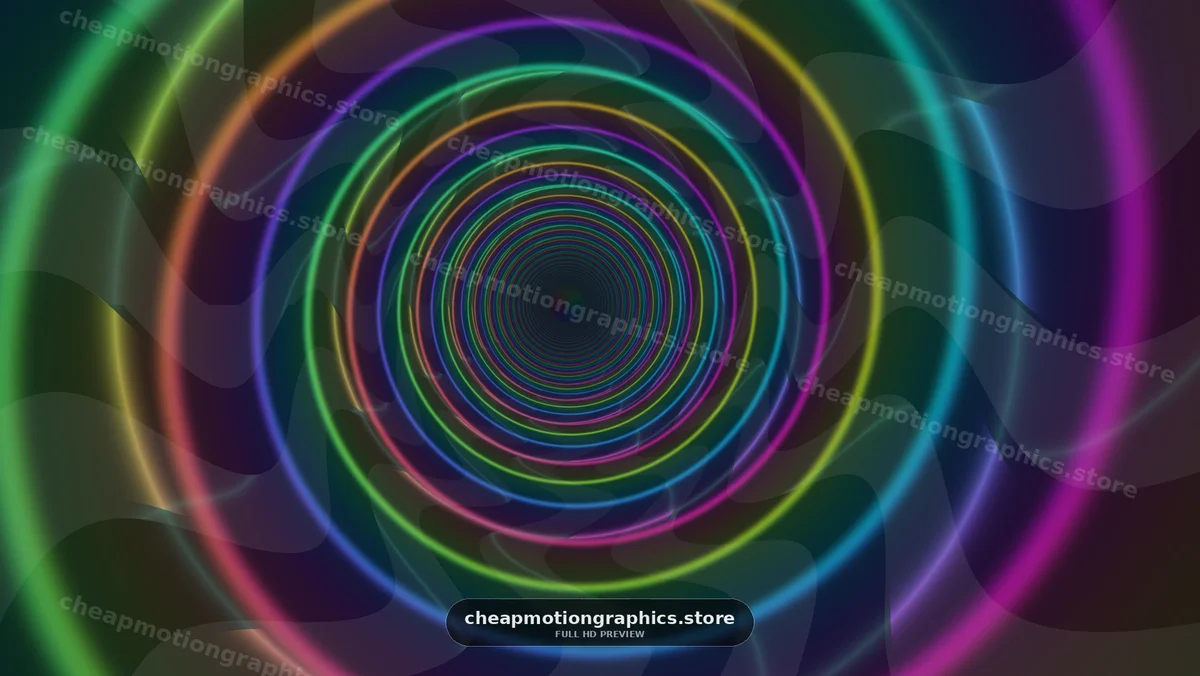 Colorful Neon Rings in Abstract Tunnel