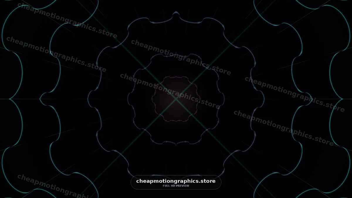 Symmetrical Neon Light Pattern on Black