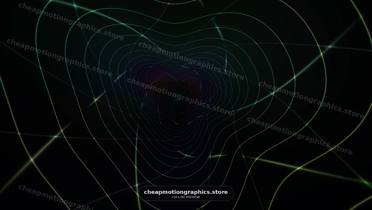 Abstract Neon Contour Lines on Dark Background