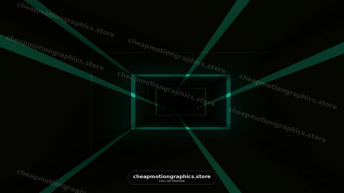 Moving through a dark tunnel with glowing lines and shapes