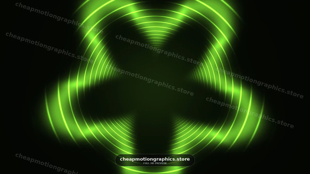 Green light waves creating a floral pattern on a dark background