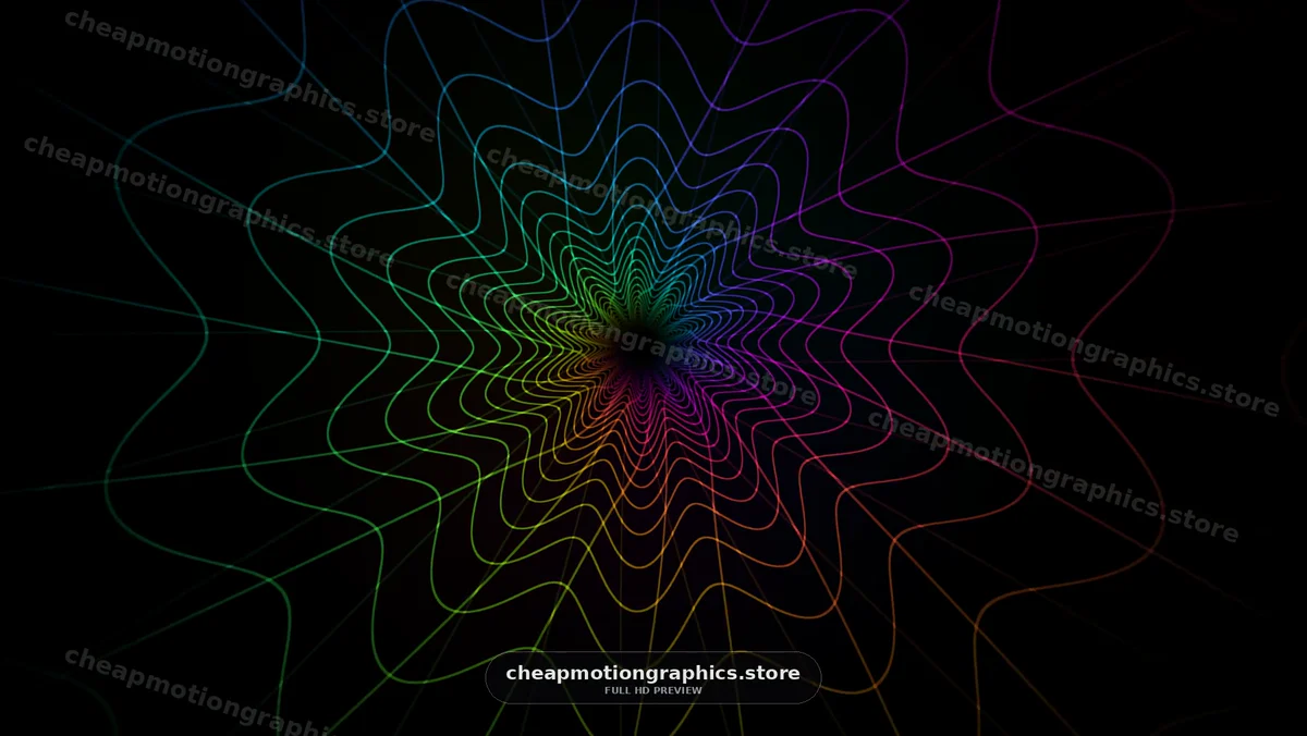 Colorful Abstract Wavy Lines on Black