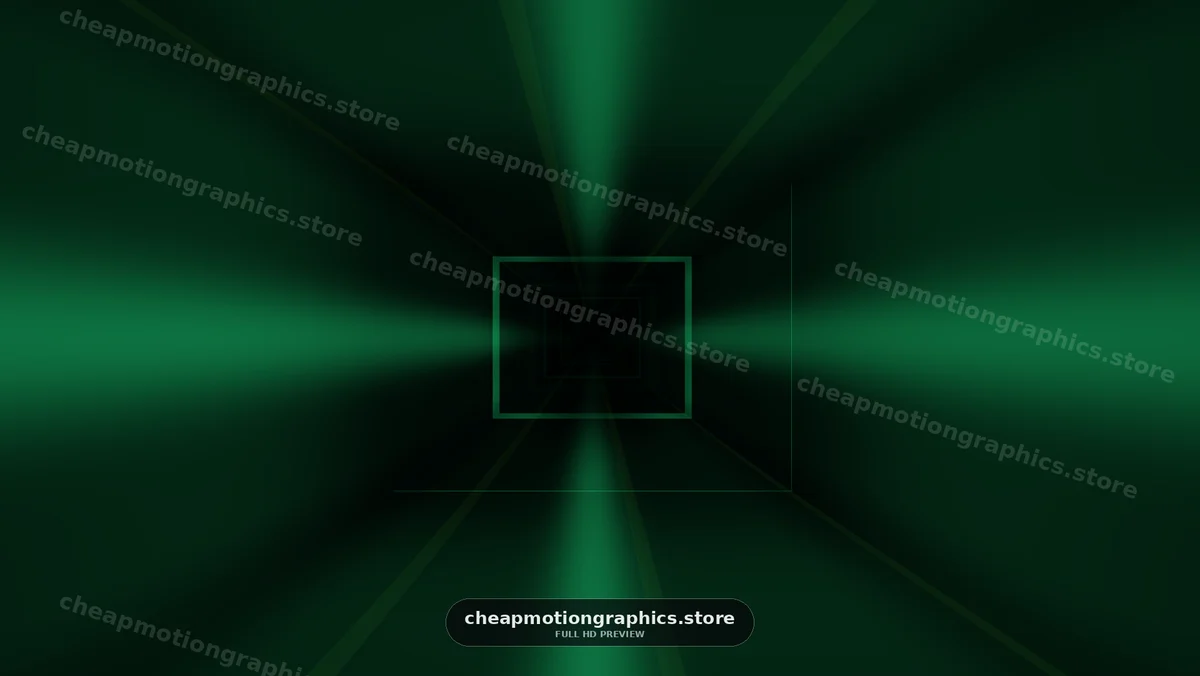 Abstract green light tunnel with geometric shapes and motion