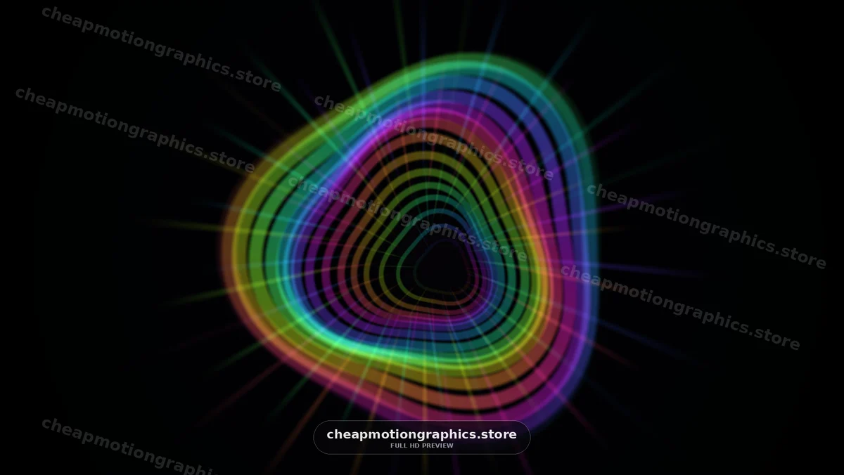 Colorful Concentric Light Waves on Black