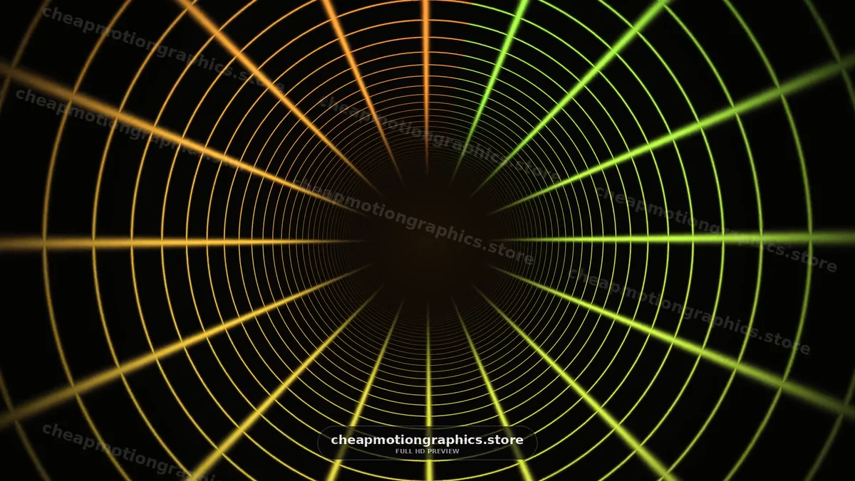 Glowing Neon Tunnel of Concentric Rings