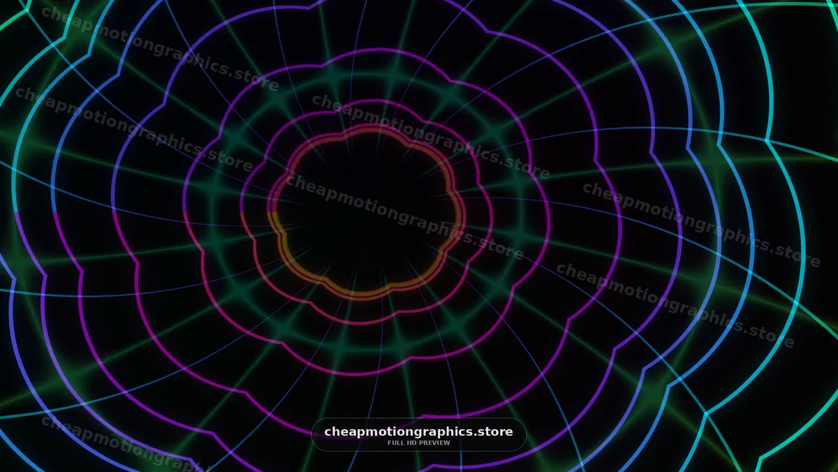 Neon Concentric Floral Waves on Black