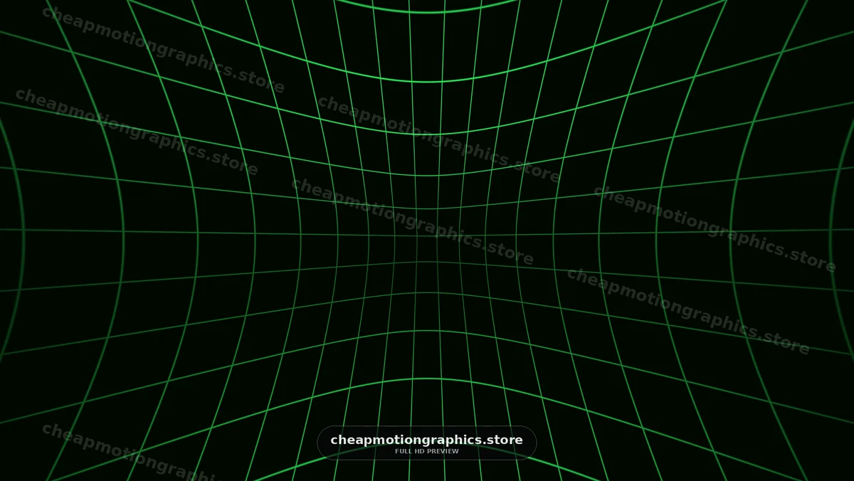 Green Wireframe Grid on Black Background