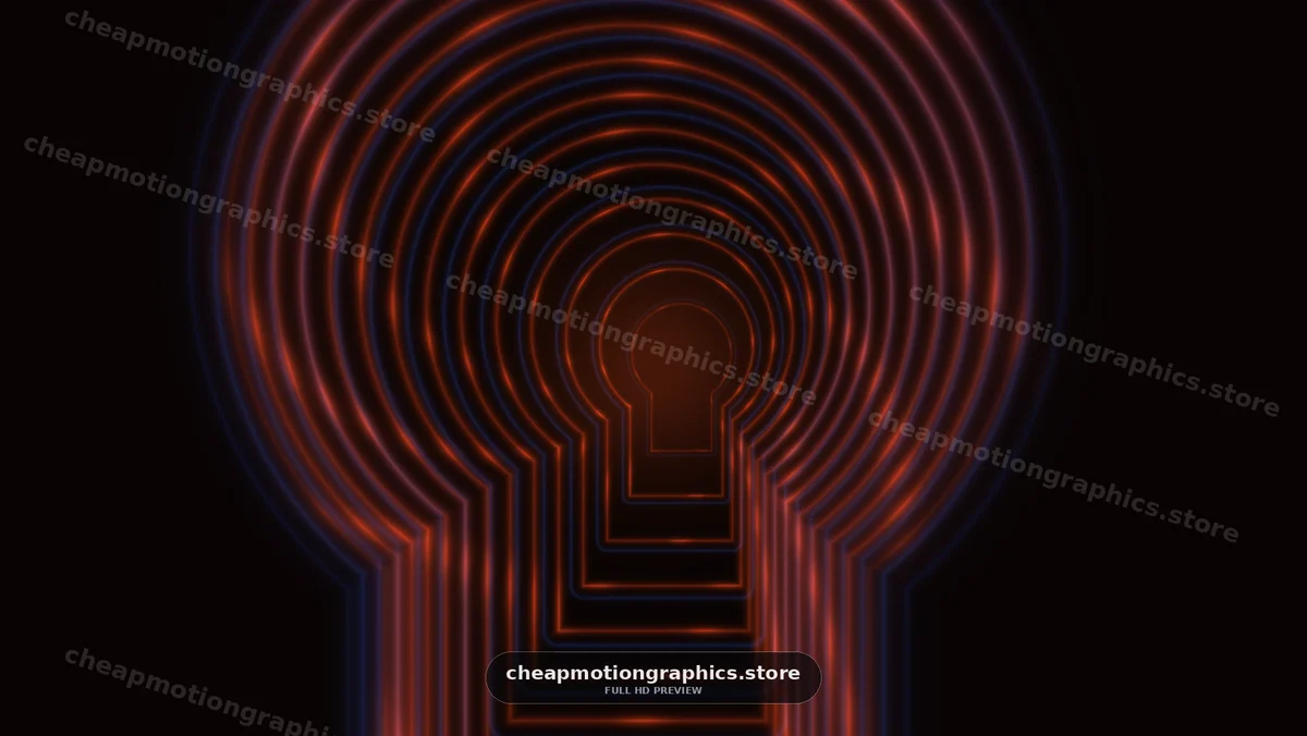 Glowing Neon Keyhole Pattern on Dark Background