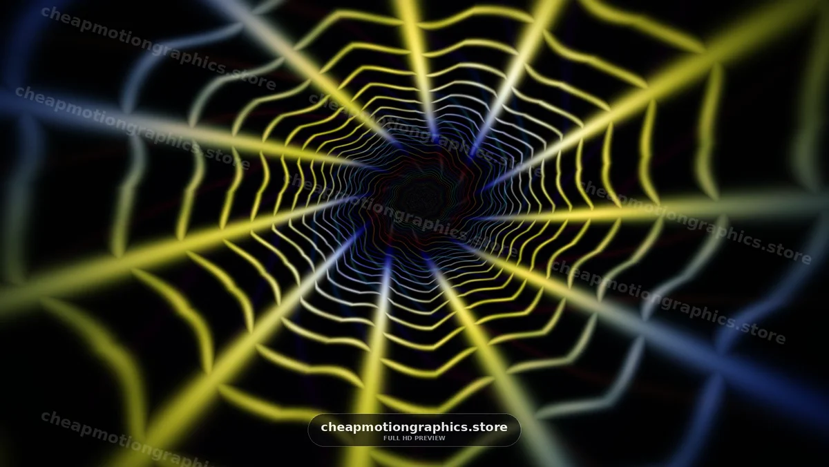 Abstract Neon Tunnel of Wavy Light Lines