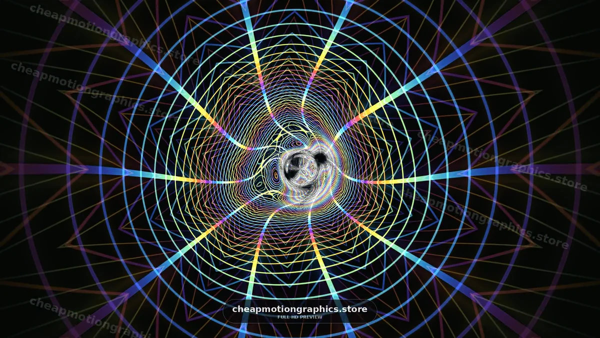 Colorful geometric patterns create a visual illusion in motion