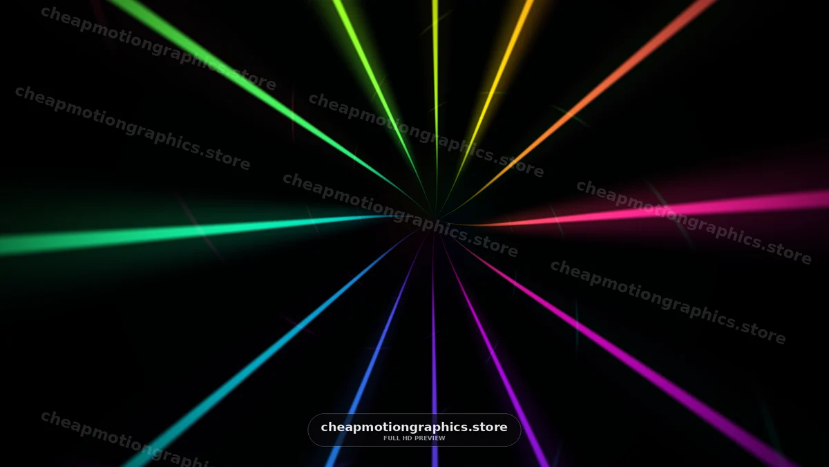 Colorful Light Rays Converging on Black Background