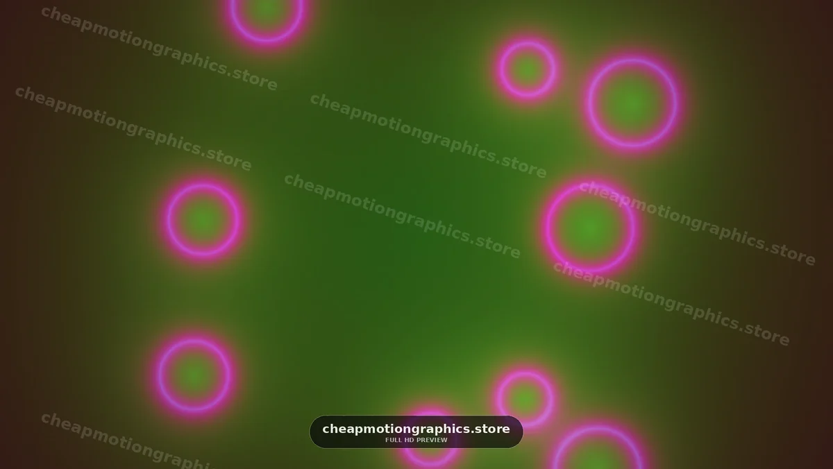 Abstract Neon Pink Rings on Green Background
