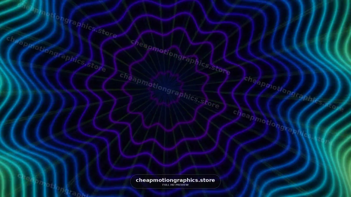 Colorful wave patterns on a dark background create a hypnotic effect