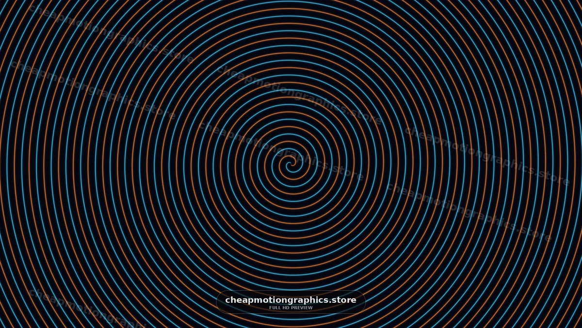 Spiral pattern in orange and blue on a black background