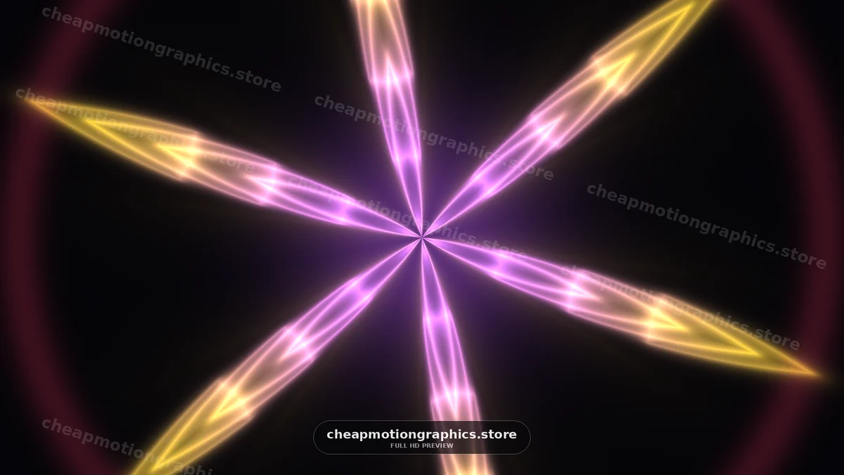 Symmetrical Neon Light Trails on Dark Background