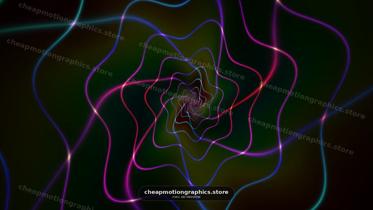 Colorful light swirl in a dark space creates abstract tunnel effect
