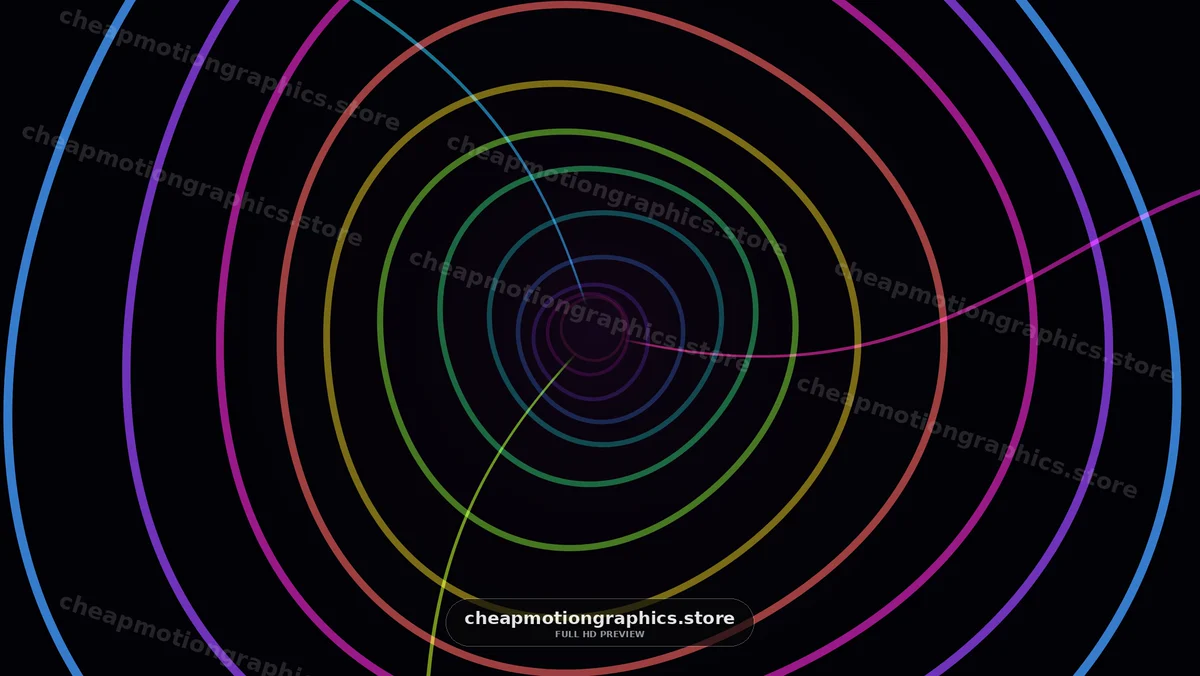 Colorful spiral lines creating a tunnel effect on black background
