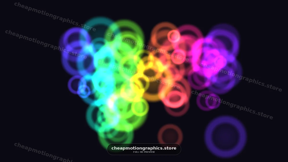 Colorful circles in motion against a dark background