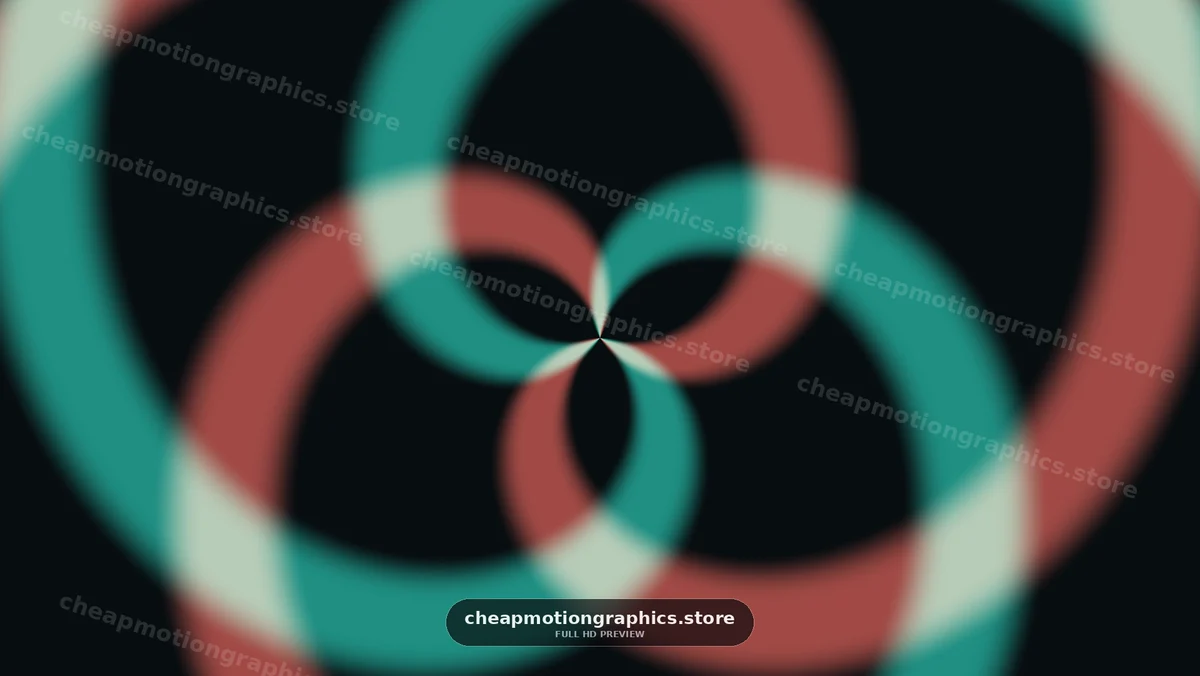 Abstract Teal and Coral Interlocking Rings