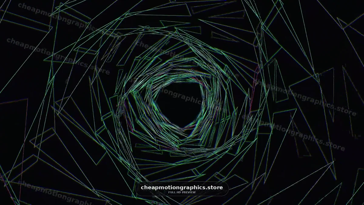 Glowing Geometric Tunnel on Black Background