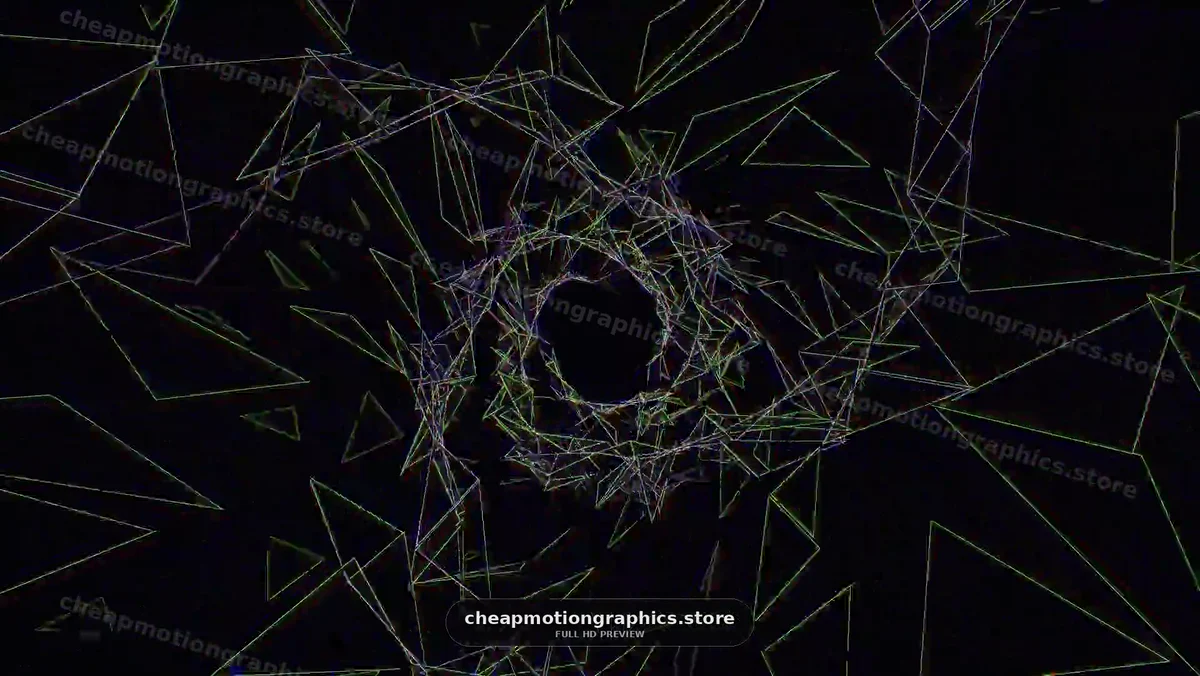 Abstract Triangular Neon Lines on Black