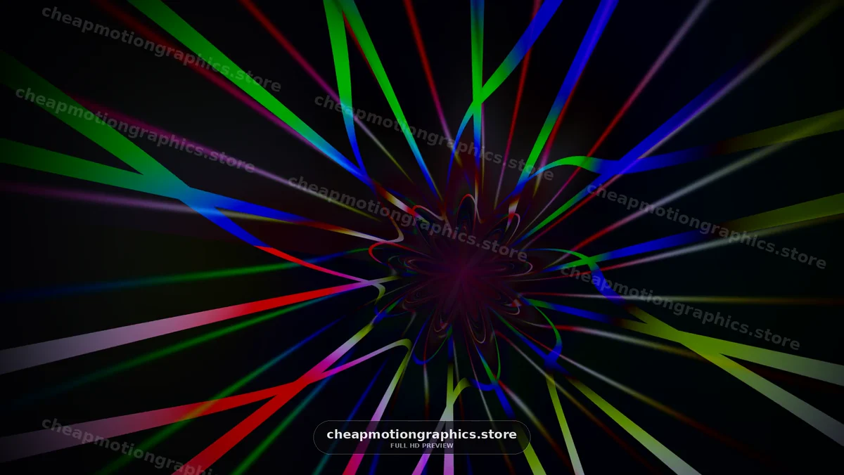 Colorful Light Beams Radiating on Black