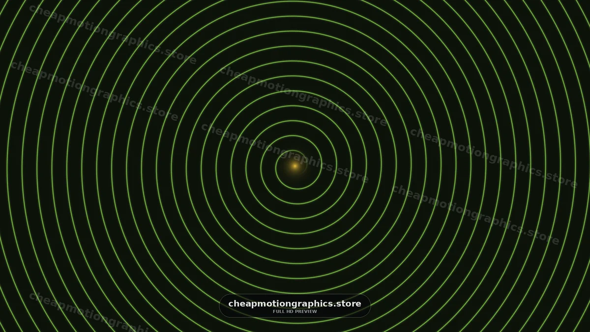 Glowing Green Concentric Circles on Black