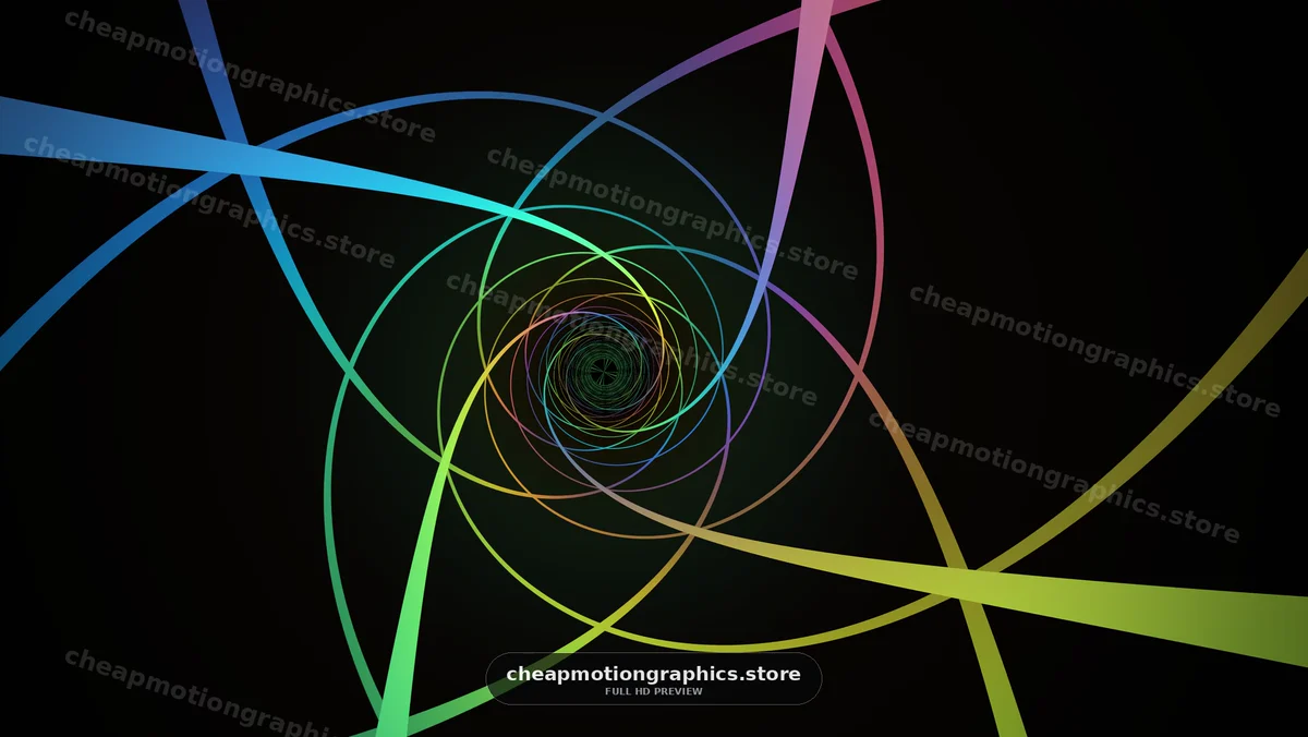 Colorful Spiraling Curves on Black Background