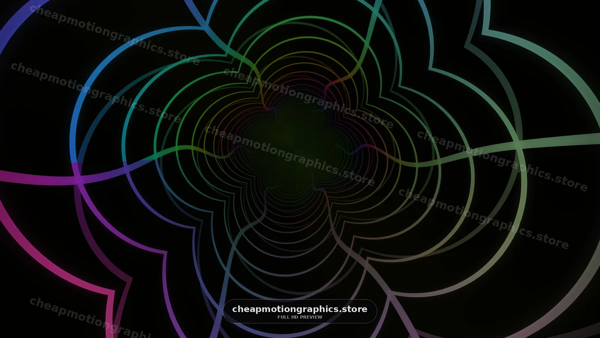 Colorful Neon Geometric Tunnel on Black