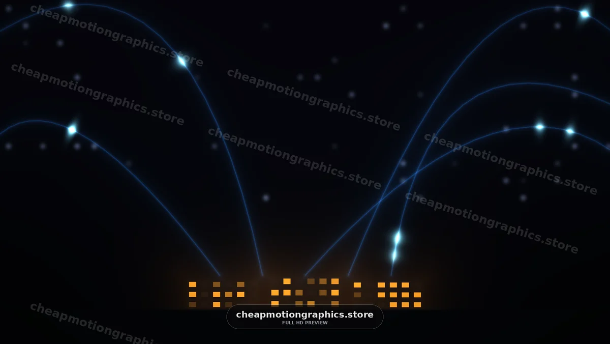 Glowing Blue Light Trails and Orange Particles