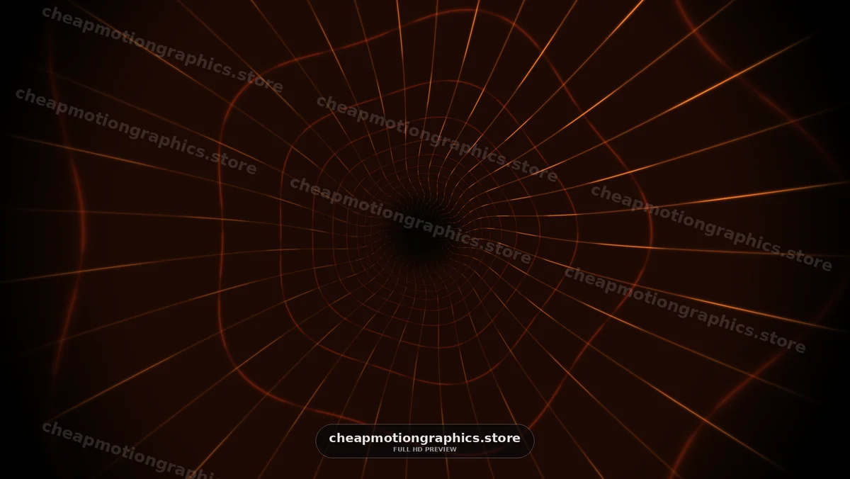 Glowing Orange Spiral Grid Tunnel