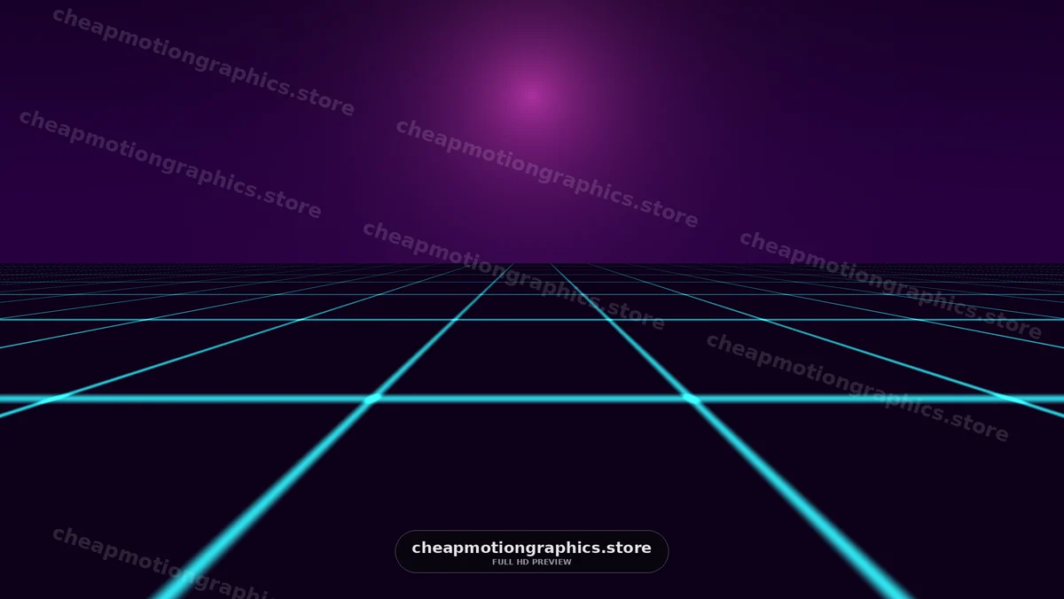 Neon Cyan Grid Against Purple Glow
