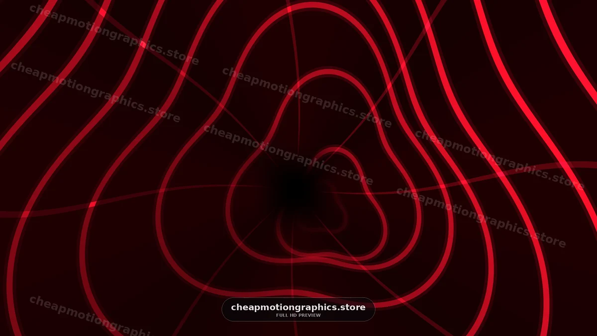 Abstract Red Neon Curves on Dark Background