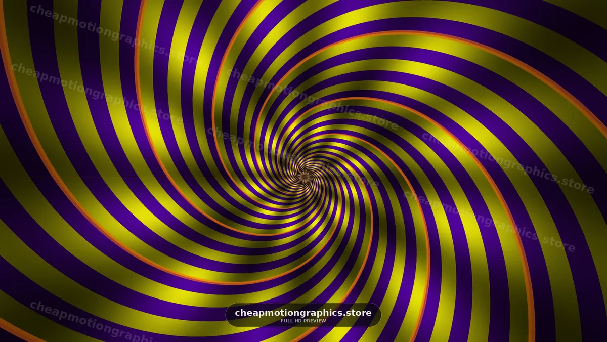 Colorful spiral pattern with alternating stripes in purple and yellow